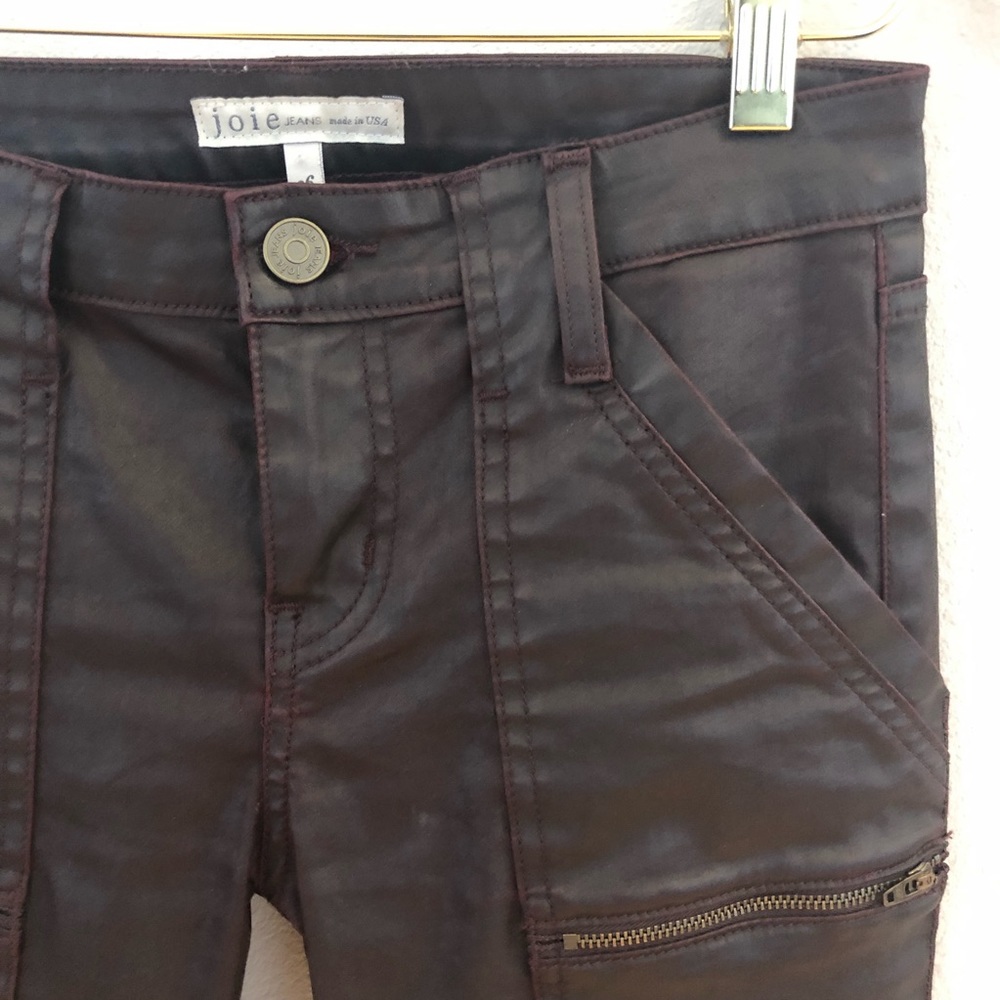 Joie Park Skinny B Coated Cropped Jeans, Deep Wine